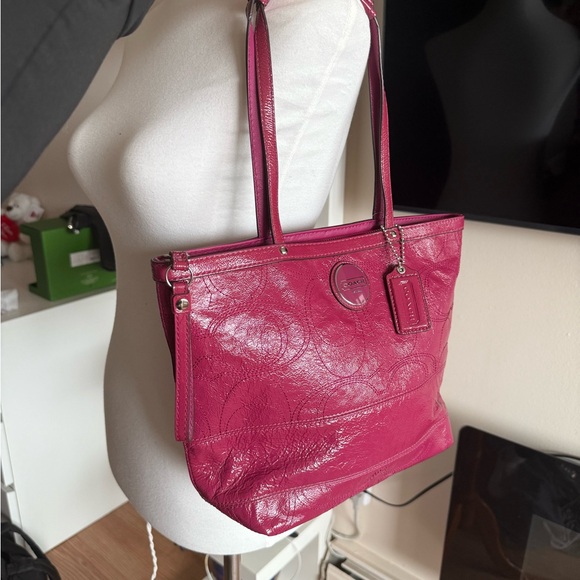 Coach Deep Pink Leather Tote - Picture 3 of 10